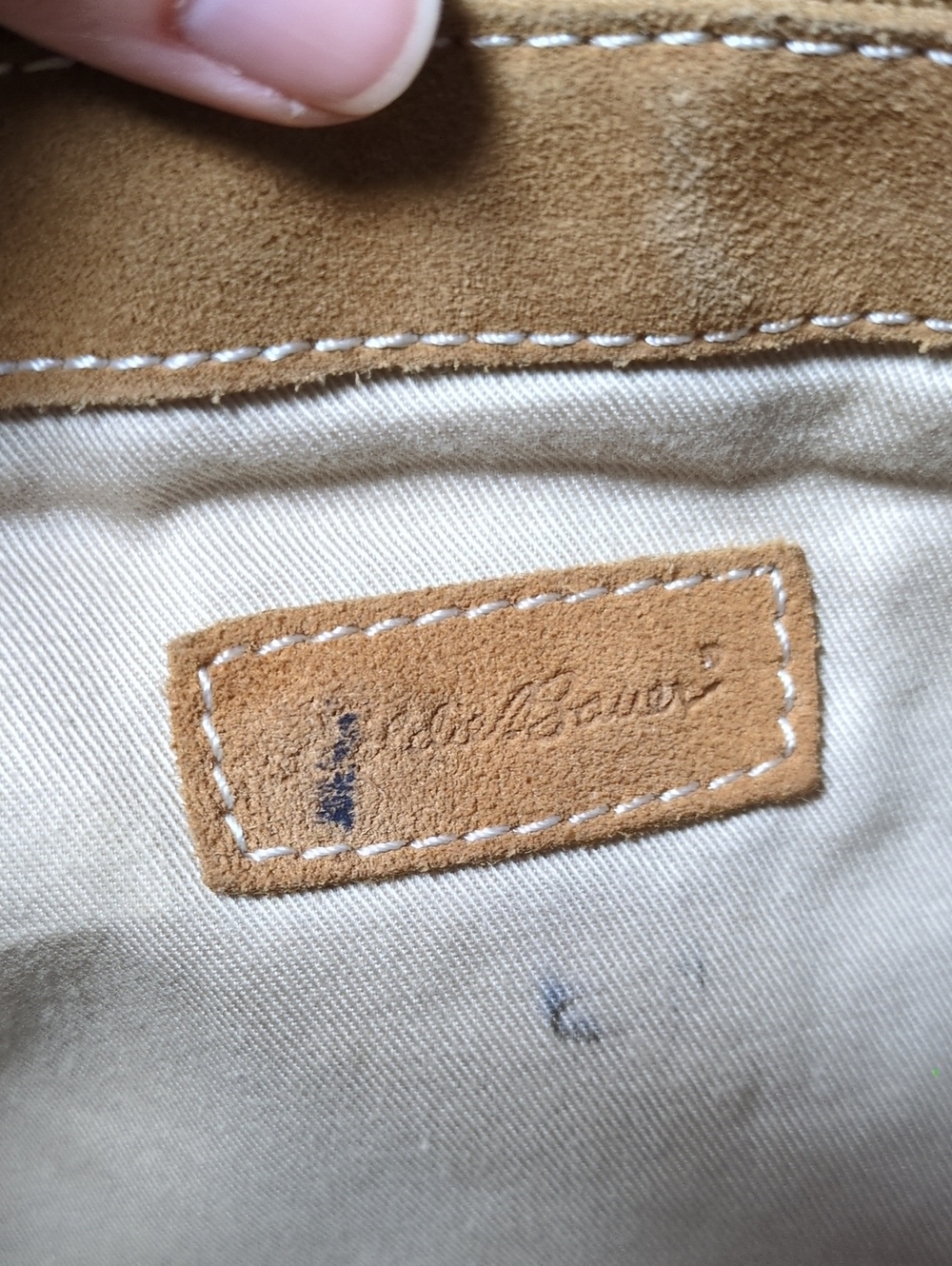 Eddie Bauer Tan Genuine Leather Suede Large Shoulder Bag Boho - Picture 4 of 9